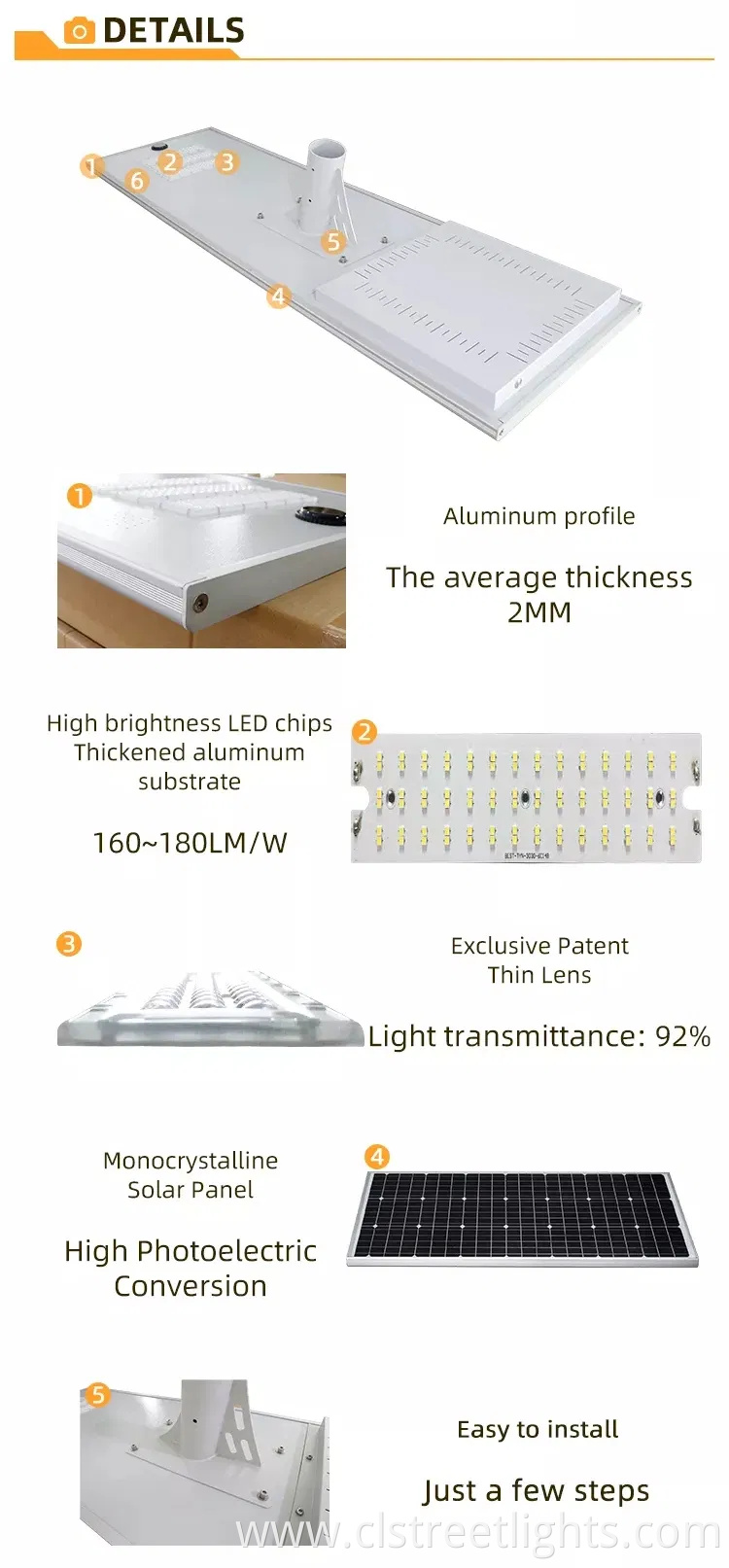 High Quality Automatic All in Two Solar LED Street Light Road Light